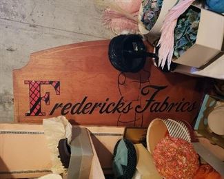 Vintage Wood Fredericks Fabrics Advertising Sign