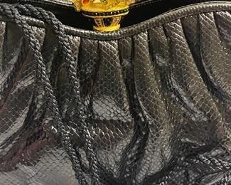 New JUDITH LEIBER snakeskin “Fleur de Soirée”  evening bag. Our price is $750 retail was $2800