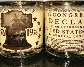 Vintage Declaration of Independence Bicentennial Patriotic Liberty Bell Rocks Glasses 1776-1976 Set of 6