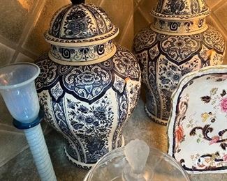 Antique Delft urns