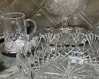 Large cut crystal serving pieces 