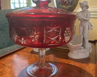 Large cut glass in red 