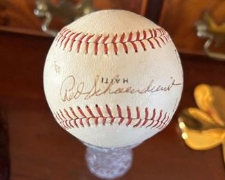 Baseball signed by Cardinal greats, Tim McCarver, Stan Musial and Red Schoendienst 