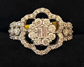 18K .96 total weight with rounds and baguettes stunning diamonds…$1750