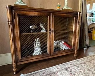 Beautiful French reproduction cabinet with brass wire insets circa 1940s