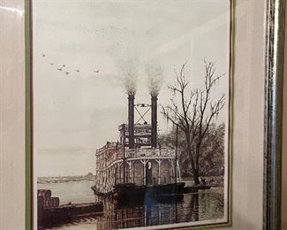 Signed steamboat lithograph “Reflections of Dixie” Tyler Guthrie