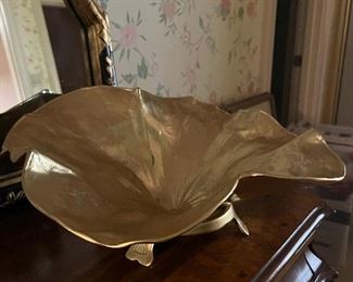 1948 Oskar Hansen Brass Lotus Leaf Sculpture Centerpiece Bowl w/Stand 5.5X15.5”…$350 firm…rare!