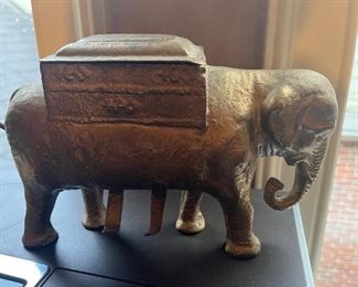 Antique Art Deco Cast Iron Elephant Cigarettes Holder and Dispenser…value is $650