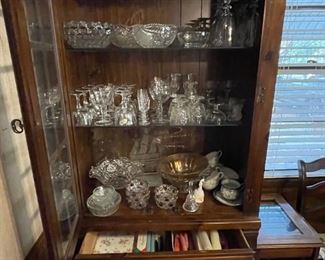 Cut glass bowls; 10 piece wine glass set; 