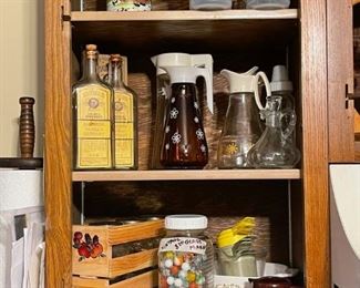 Vintage marbles, vintage syrup pitchers