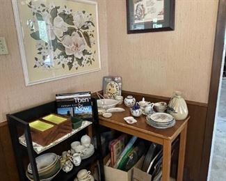 Miscellaneous fine china items, some handpainted, several serving trays, art work