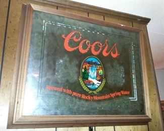 Beer/Liquor Advertising Items-Coors Beer Lighted Mirror, J & B "Pours More Pleasure" wall hanger