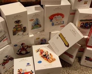 20 Hallmark Keepsake Collectible Ornaments Disney, Lionel Trains, Fisher Price, and Thomas The Train