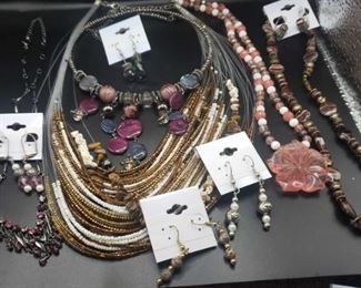 Assorted Jewelry Includes Gemstone Earrings and Necklaces