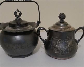 Brooklyn Silver Co. Quadruple Plate Sugar Pot and a Quadruple Plate Cracker Pot