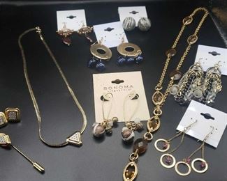 Gold Toned Necklaces, Earrings, and Pin
