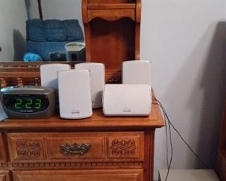 KLH Audio System with Sub Woofer, 5 Speakers, and Phillips Clock Radio Alarm