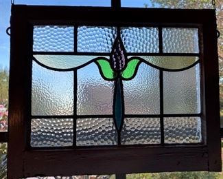 AWESOME ANTIQUE LEADED GLASS WINDOWPANE