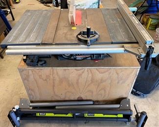 BIG CRAFTSMAN TABLE SAW ON WHEELS WITH LOTS OF EXTRA'S.