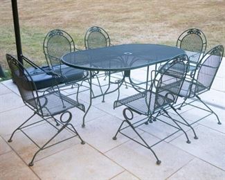 Wrought Iron Outdoor Patio Set with 6 Chairs