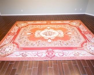 Large Needlepoint Rug 10 ft x 14 ft (specifically 9' 8" wide x 13' 11" long)