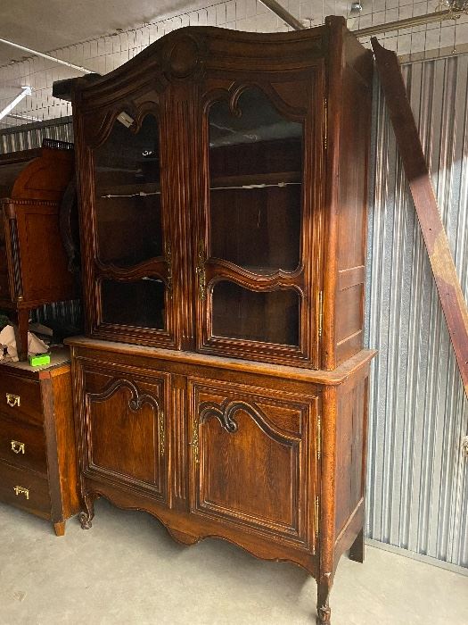 $400. Buffet à Deux Corps with interior lighting. 54.5"w x 19.5"d x 88"h. Price has been reduced to reflect half off.