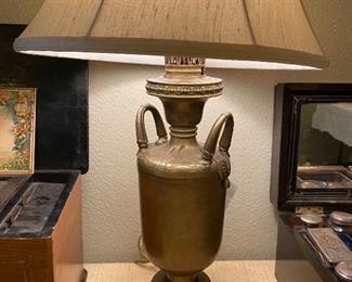 $280. Napoleon III brass lamp 26"h