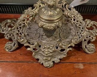 $280 Exceptional Victorian brass inkwell 
