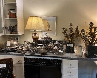 Beautiful collectibles for sale during in person sale hours on Friday and Saturday. Large candelabras shown at right have sold. 