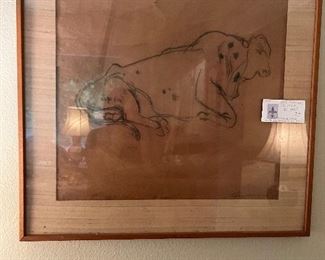 #73. $2800 Guy Anderson signed original, circa. 1937. Frame size is 29.5"w x 29.5"h, art is 22.25" x 22.25".