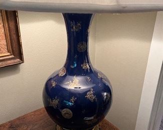 $600 antique Chinese lamp with brass base 30 inches tall.