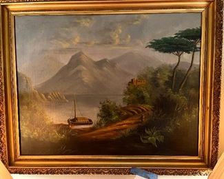 $900 Antique oil on canvas unsigned in perfect condition likely 19th century.  25"h x 31"w