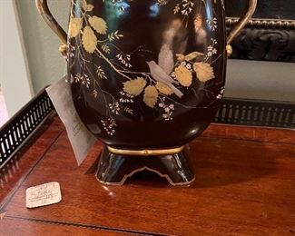 $200 Pair of brown and gold Victorian vases