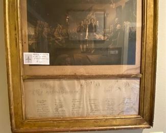 $1100. Etching of signing of the Declaration of Independence with Signatures and key.