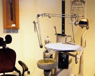 Ritter Company Antique Dental Workstation, Model C Including Sink, Rotary Tools And Overhead Examination Light