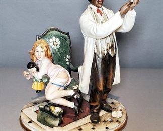 Capodimonte Porcelain Doctor With Child Sculpture, 11" x 8" x 6.5"