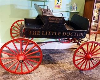 1930s M. Michael & Bros Mini Horse Drawn Doctors Buggy, 2 Seat Carriage