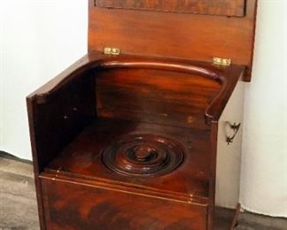 Mahogany Empire Lift Top Commode With Insert, 27" x 23" x 20"