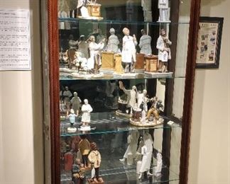 Lighted Beveled Glass Curio Cabinet With 4 Glass Shelves, Side Entry, 80.5" x 44" x 15"