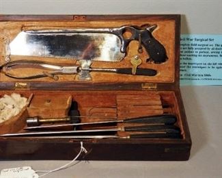 Civil War Era Complete Field Surgical Set In Wood Storage Box