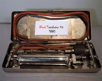 Antique Blood Transfusion Kit In Stainless Steel Storage Case