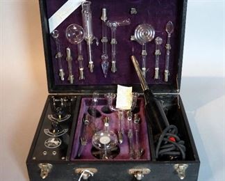 1930s Felma Felmor German Violet Wand Electric Glass Quack Machine In Felt Lined Storage Case