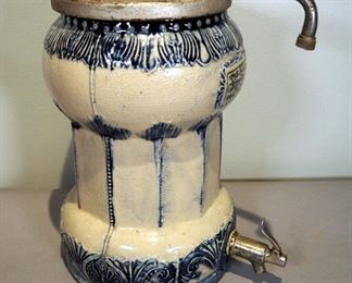 Antique The Allen Germ Proof Filter Salt Glazed Stoneware Water Jug Dispenser, 14" Tall x 9" Diameter