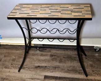 Stone Top Wine Rack Table, 30" x 32" x 12"