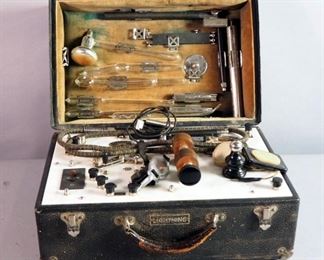 A. S. Aloe Co. "Lightning" Violet Ray Electrotherapy Diathermy Quack Medical Device With Attachments And Carrying Case