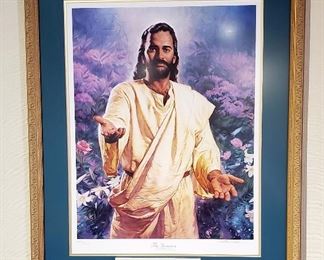 Framed Matted Under Glass "The Invitation" By Nathan Green Portrait Of Jesus, 38" x 32", Signed And Numbered In Pencil, 2890 Of 3000