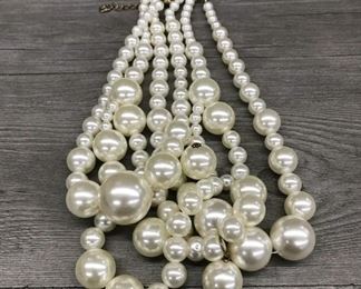 Yousif 3 strand off white faux pearl beaded necklace size 18" $40
