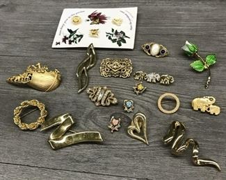 Costume jewelry pins and brooches floral elephant heart $5 each or all for $40
Lot B10
