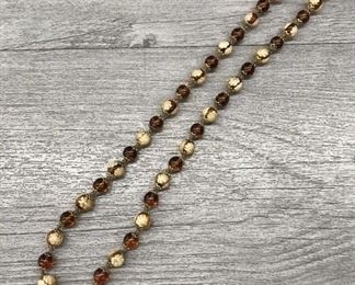 Vintage amber glass millefiori beaded necklace 20" $60