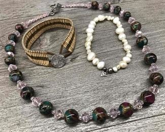 925 sterling silver beaded necklace and bracelets $40 for all